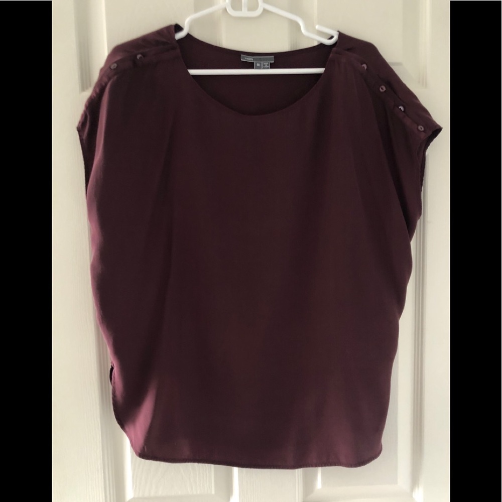 EUC Vince 100% Silk Burgundy Top size M